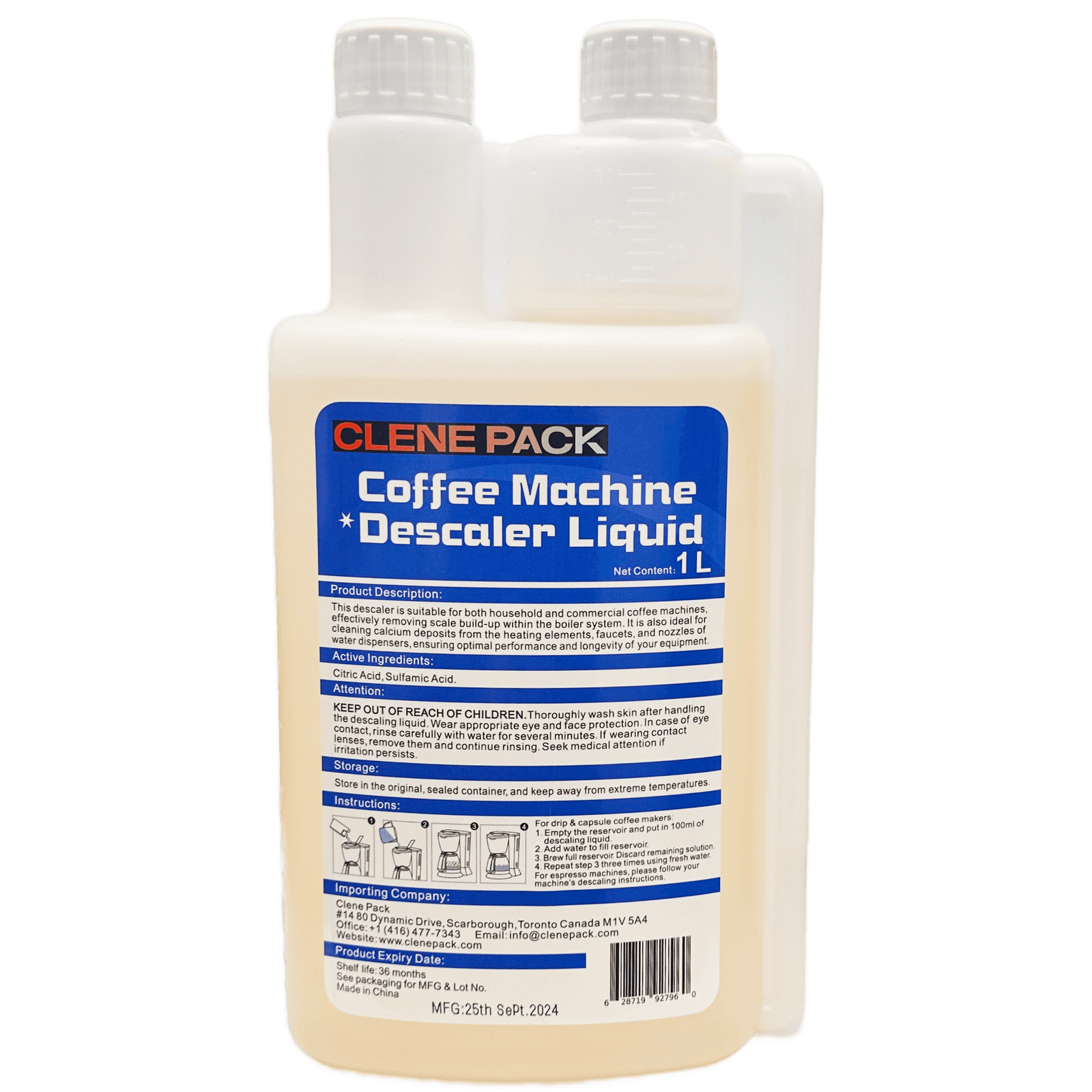 CLENE PACK Coffee Machine & General Descaler Liquid – 33oz (1000ml) Pack of 12, Fast-Acting, Removes Limescale & Mineral Buildup, Universal Use