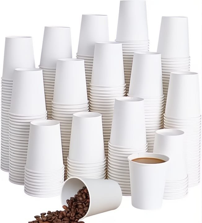 CLENE PACK Paper Coffee Cups – 8oz White, Sturdy, Leak-Resistant Hot Beverage Cups, 1000 Pack
