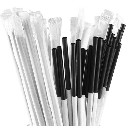 CLENE PACK Compostable PLA Straws – 8” Black, Biodegradable, Eco-Friendly Cold Drink Straws, 2000 Pack