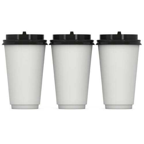 Double-Wall Paper Coffee Cups with Lock-back Lids - Bulk