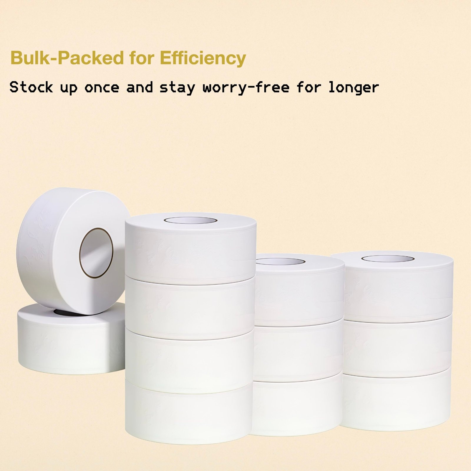 CLENE PACK Mini Jumbo Toilet Paper Roll – 3-Ply, 12×440ft Rolls, 850 Sheet per Roll, 8.8in Diameter (1 Mini Jumbo = 3 Mega Rolls) – Super Soft and Strong, Home & Commercial Use, Universal Fit - Image 2
